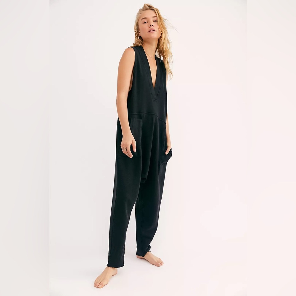 free people what’s up relaxed oversized baggy 100% cotton knit jumpsuit